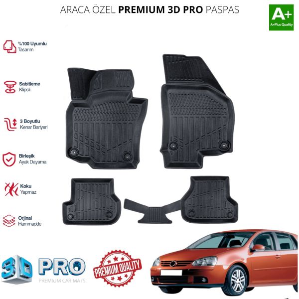 GOLF 5 ARACA ÖZEL 3D PASPAS 2003 2004 2005 2006 2007 2008