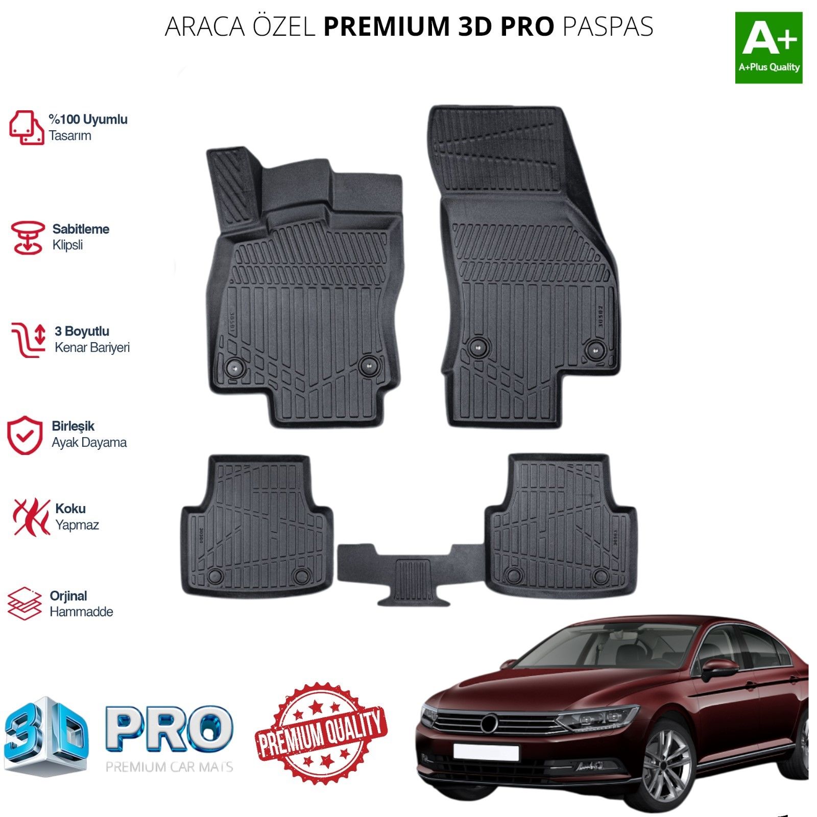 PASSAT B8 ARACA ÖZEL 3D PASPAS 2015 2016 2017 2018 2019 2020