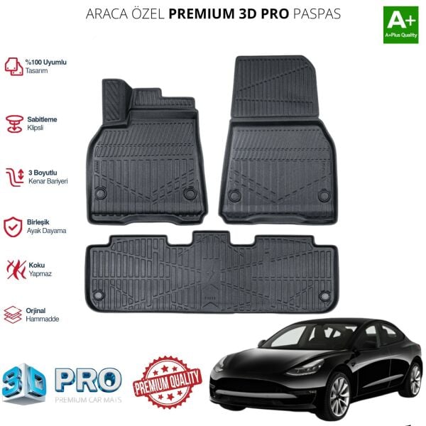 TESLA Y ARACA ÖZEL 3D PASPAS 2019 2020 2021 2022 2023 2024