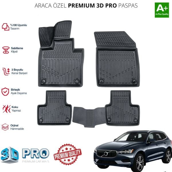 VOLVO XC60 ARACA ÖZEL 3D PASPAS 2017 2018 2019 2020 2021 2022 2024