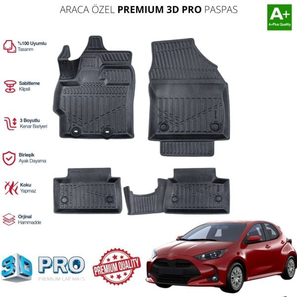 TOYOTA YARİS ARACA ÖZEL 3D PASPAS 2020 2021 2022 2023 2024