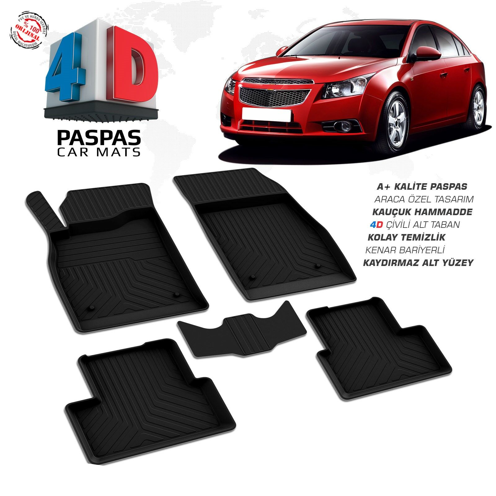 Chevrolet Cruze 4D Havuzlu Paspas OMSA 2009 2010 2011 2012 2013 2014 2015 2016 2017 2018 2019 2020