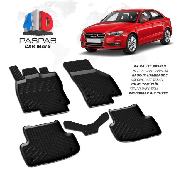 AUDİ A3 ARACA ÖZEL 4D HAVUZLU PASPAS 2013 2014 2015 2016 2017 2018 2019 2020