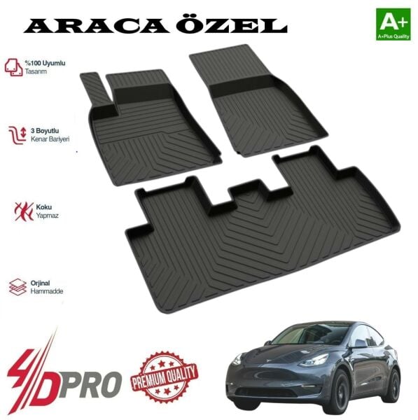 TESLA MODEL Y HAVUZLU KAUÇUK PASPAS SİYAH 2020 2021 2022 2023 2024 2025 2026