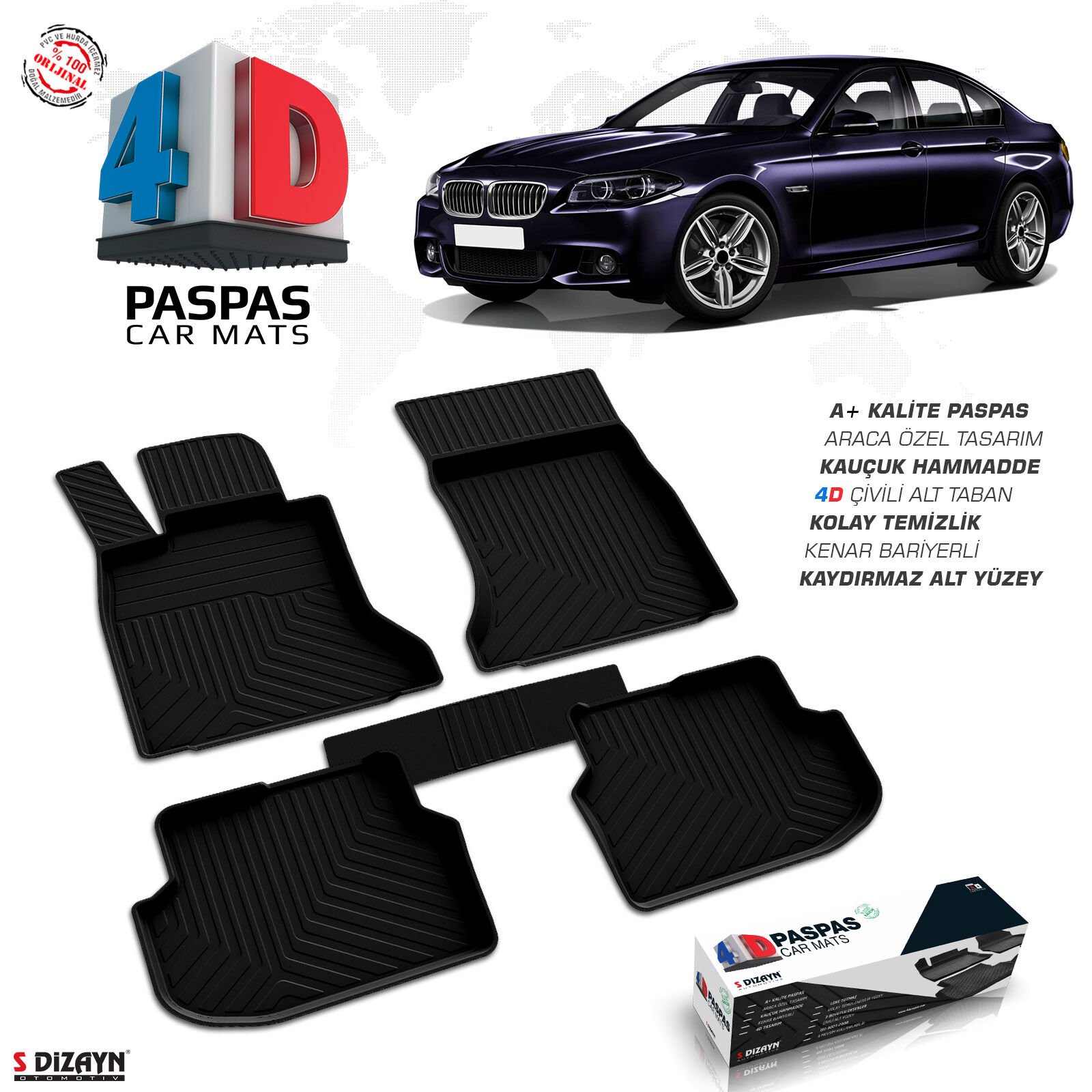 Bmw 5 Serisi F10 KAUÇUK 4D Havuzlu Paspas 2010 2011 2012 2013