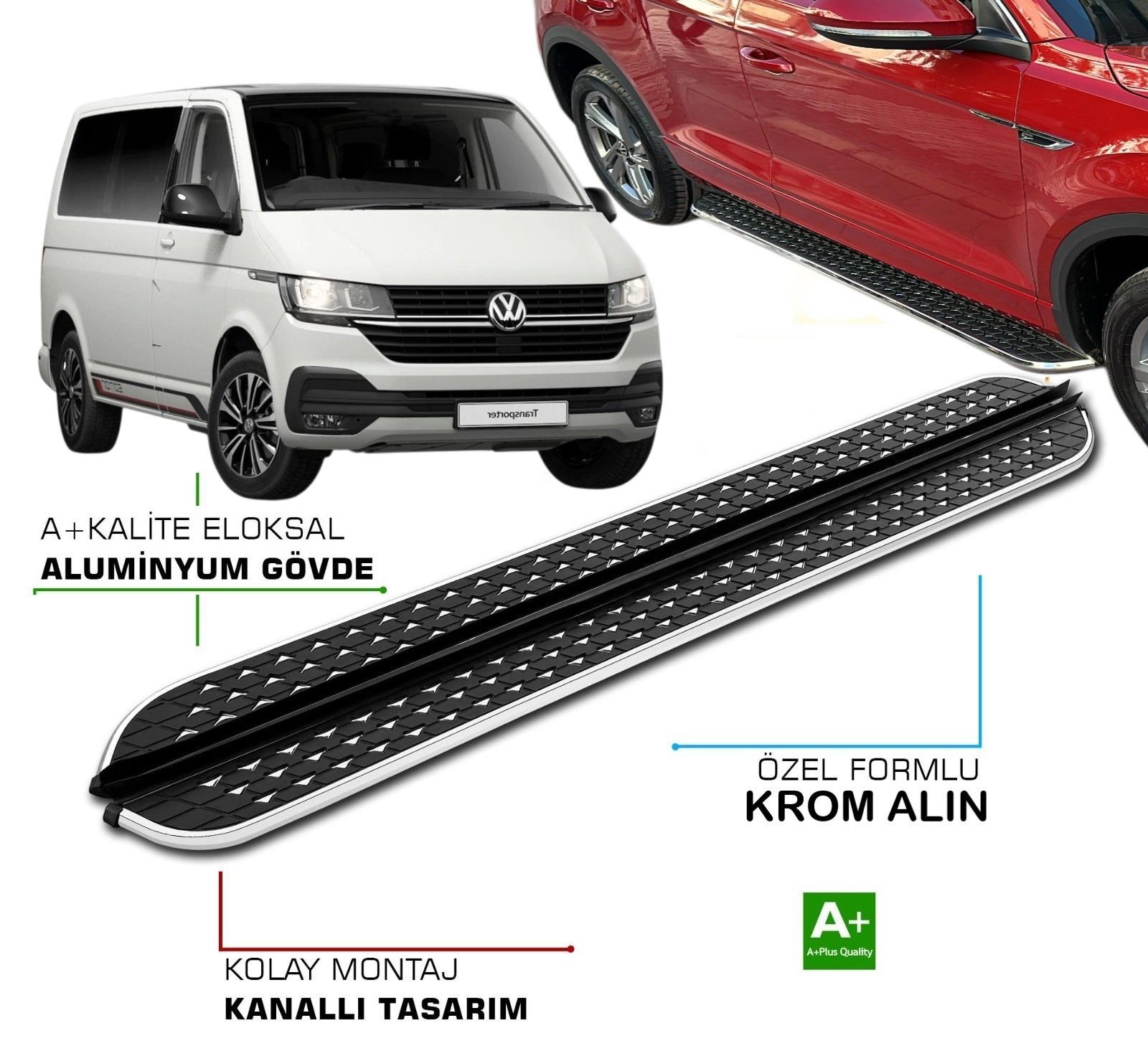 T5 TRANSPORTER UZUN ŞASE ARACA ÖZEL NEVADA SİYAH YAN BASAMAK 2015 2016 2017 2018 2019 2020 2021