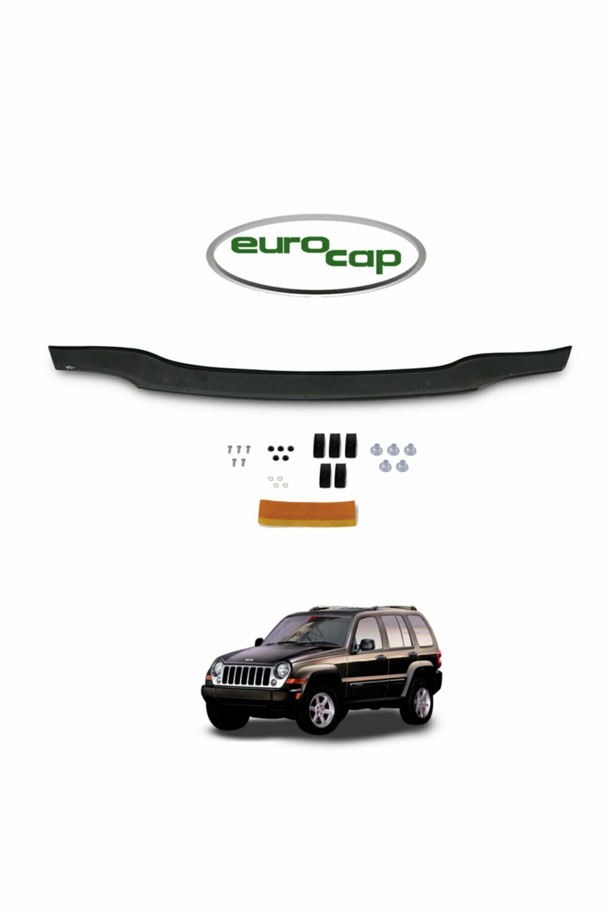 Jeep Cherokee Ön Kaput Koruma Rüzgarlığı 3mm Akrilik (abs) Parlak Siyah Deflektör 2002-2008
