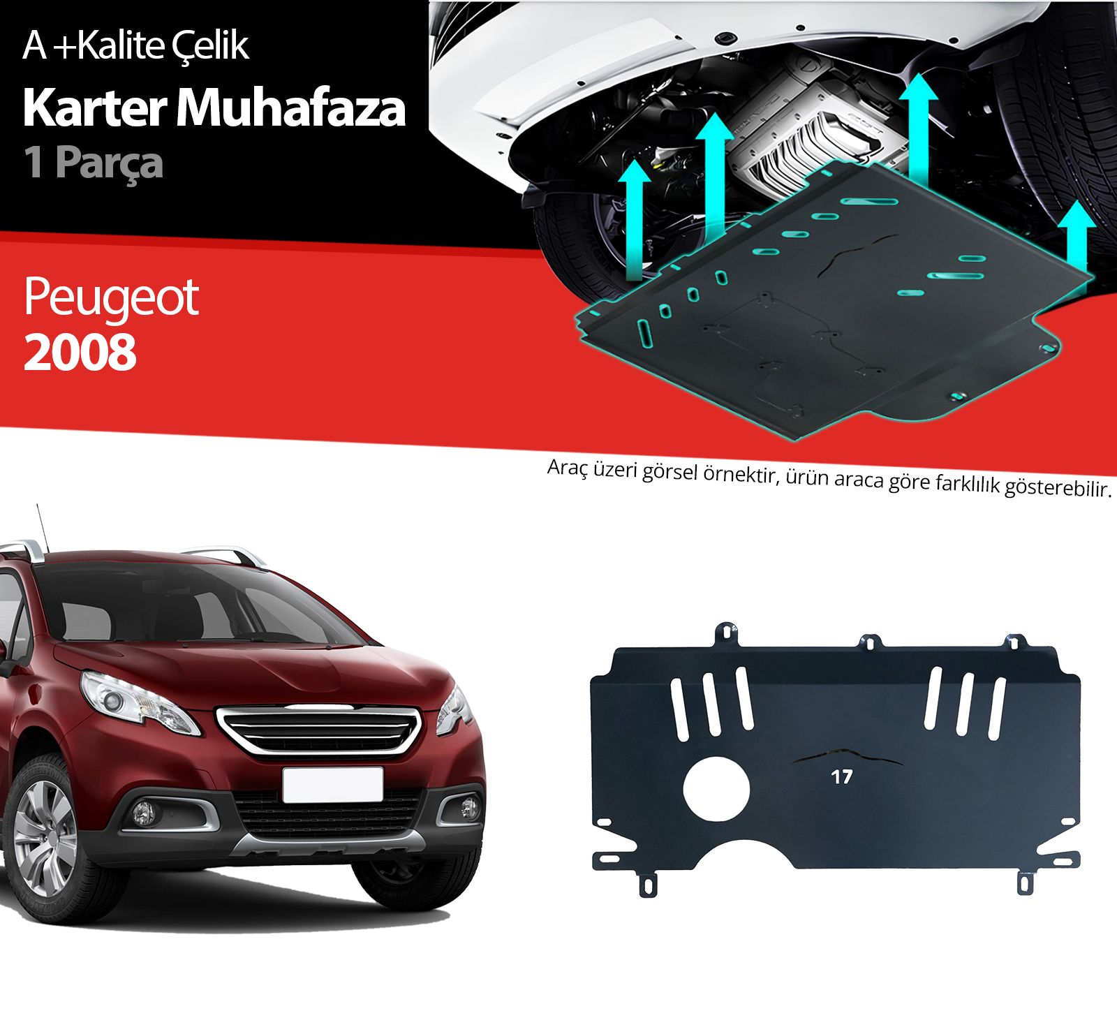Peugeot 2008 Çelik Karter Muhafaza Koruma 2013 2014 2015 2016 2017 2018 2019