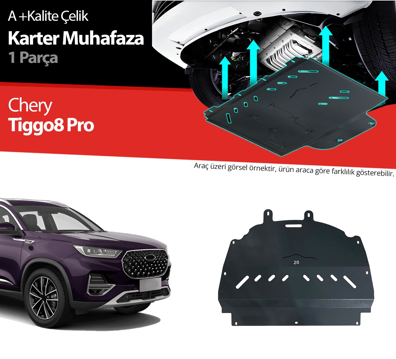 Chery Tiggo 8 Pro Çelik Karter Muhafaza Koruma 2022 2023 2024 2025