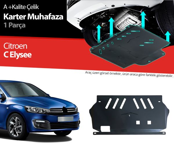 Citroen C. Elysee Çelik Karter Muhafaza Koruma 2013 2014 2015 2016 2017 2018 2019 2020 2021 2022 2023