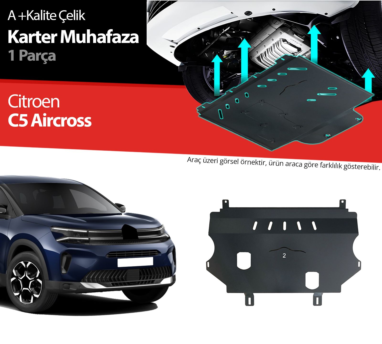 Citroen C5 Aircross Çelik Karter Muhafaza Koruma 2017 2018 2019 2020 2021 2022 2023