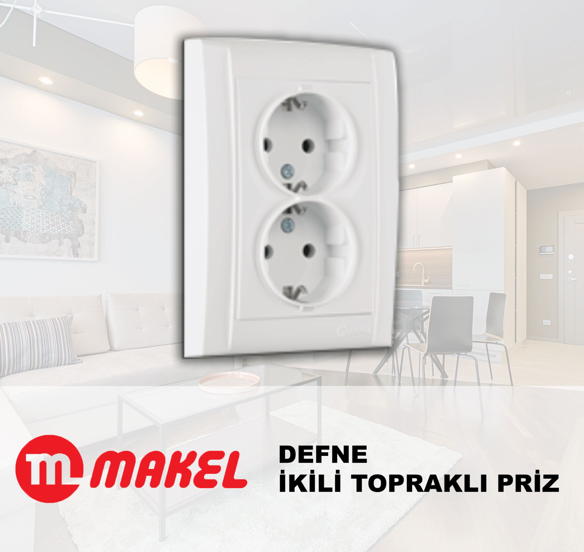 MAKEL Defne Beyaz İkili Topraklı Priz