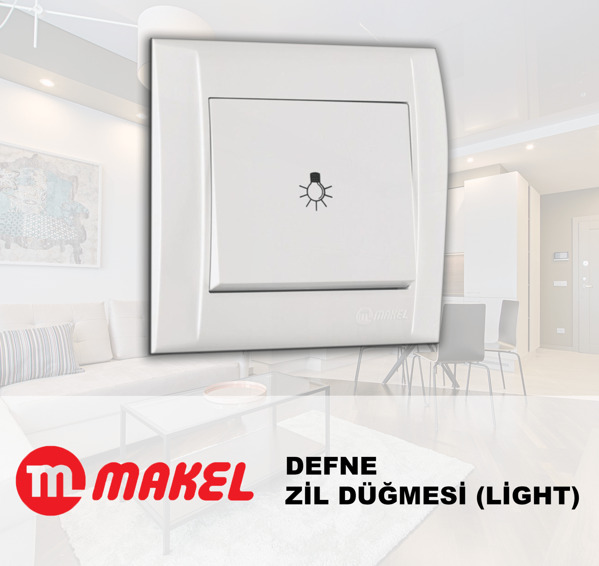 MAKEL Defne Beyaz Light (Zil Düğmesi) Çerçeve Dahil