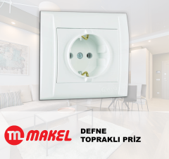 MAKEL Defne Beyaz Topraklı Priz Çerçeve Dahil