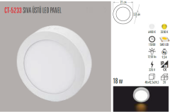 CATA 18W Sıva Üstü Led Panel Armatür Beyaz Işık CT-5233