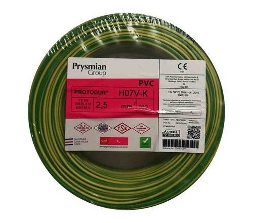 PRYSMİAN 2,5mm Sarı Yeşil NYA Kablo 100 Metre