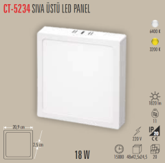 CATA 18W Kare Sıva Üstü Led Panel Armatür Gün Işığı CT-5234
