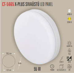 CATA 55W X-Plus Sıva Üstü Led Panel Spot Beyaz ışık CT-5665