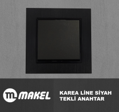 MAKEL Karea Line Tekli Anahtar Siyah Çerçeve Dahil