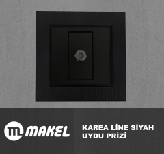 MAKEL Karea Line Tekli Uydu Prizi Siyah Çerçeve Dahil