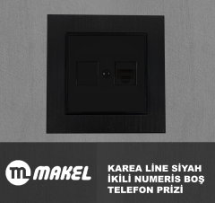 MAKEL Karea Line İkili Data Prizi Boş Siyah Çerçeve Dahil