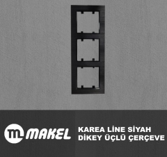 MAKEL Karea Line Üçlü Dikey Çerçeve Siyah