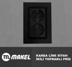 MAKEL Karea Line İkili Topraklı Priz Siyah