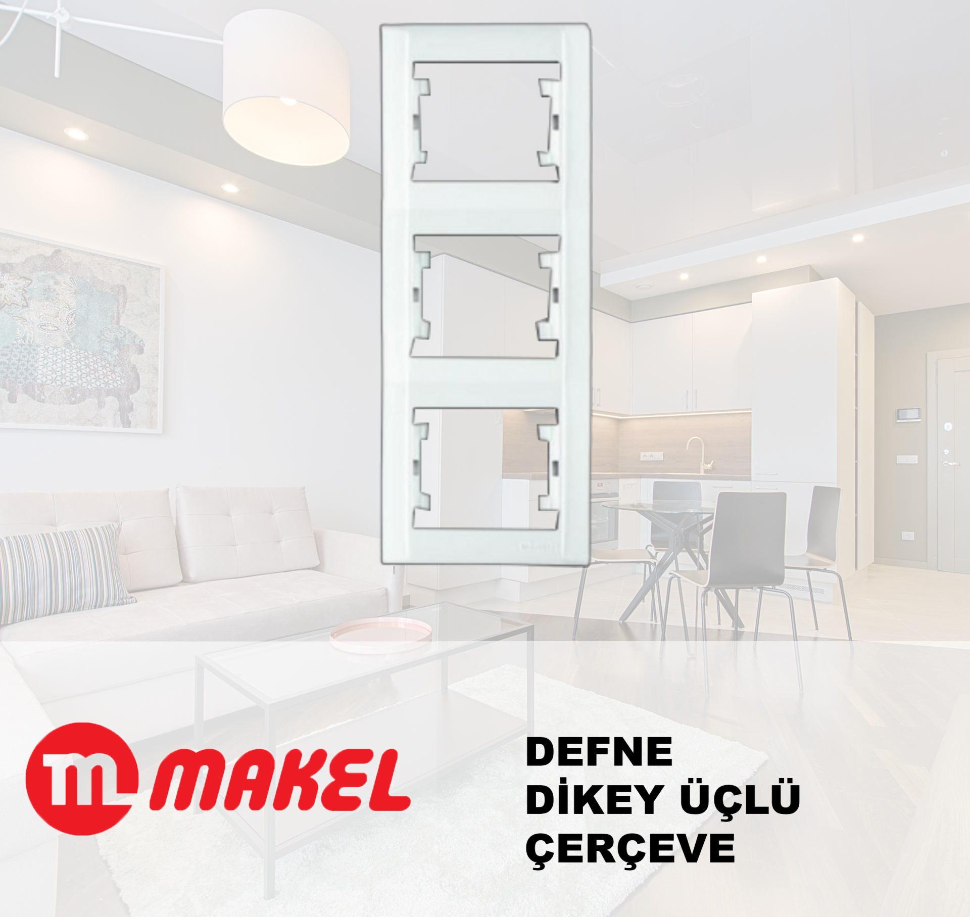 MAKEL Defne Dikey Üçlü Çerçeve Beyaz