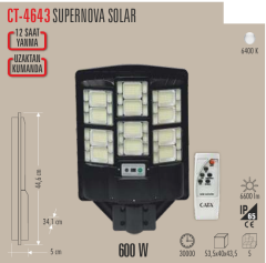 CATA 600W SuperNova Solar Sokak Armatürü CT-4643