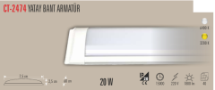 CATA 20W Yatay Bant Armatür 60 Cm Beyaz Işık 40 Adet Koli CT-2474