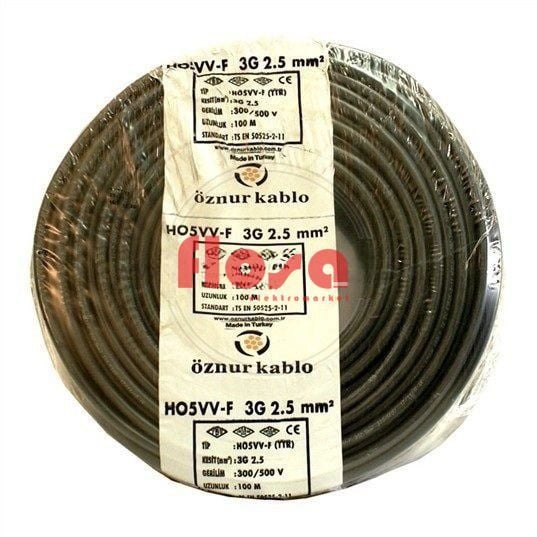 Öznur Kablo 3x2,5 mm TTR Enerji Kablosu Siyah