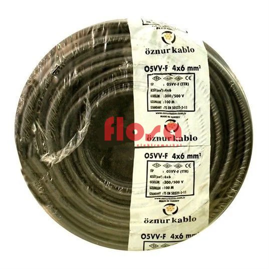 Öznur Kablo 4x6 mm TTR Enerji Kablosu Siyah
