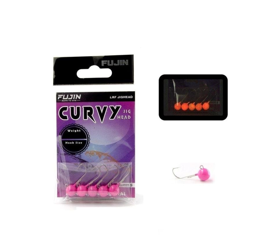 Fujin Curvy Pink Glow Lrf Jig Head