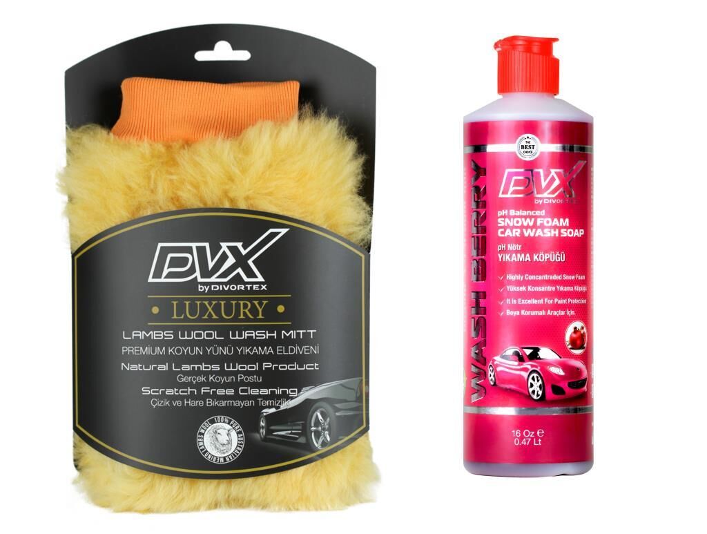 DVX Wash Berry Ph Nötr + DVX Lüks Kuzu Postu Özel Yıkama Eldiveni