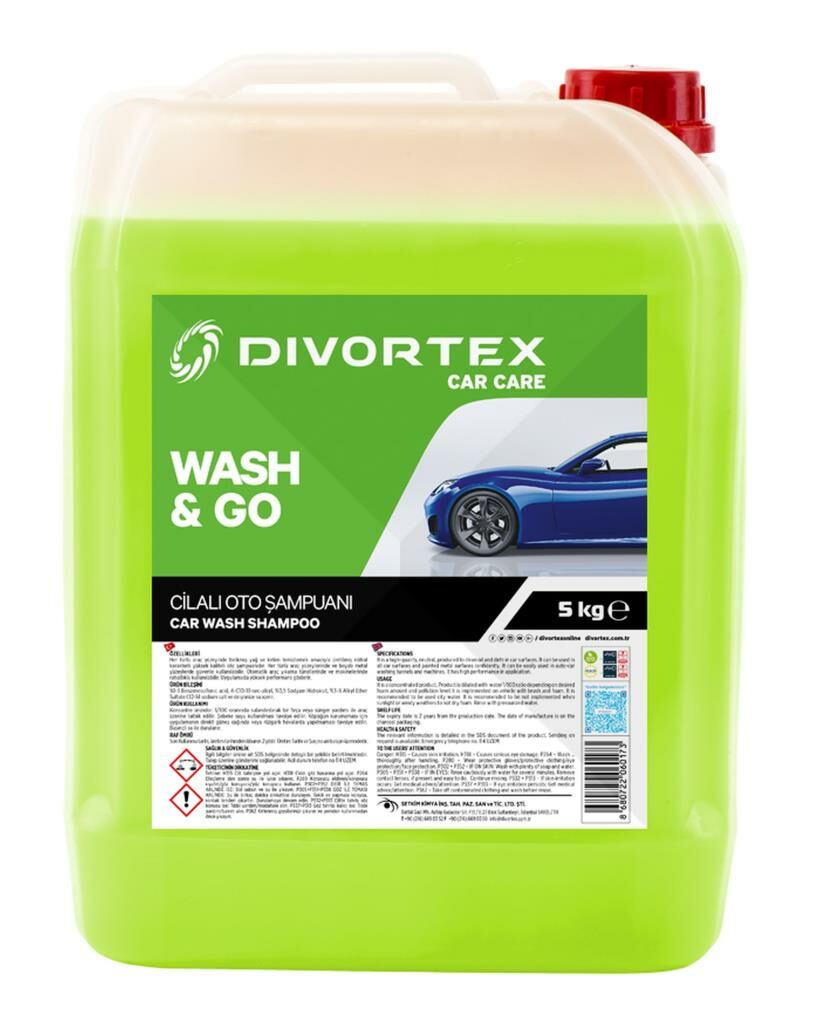 Divortex Wash & Go Oto Şampuanı 5 Kg.