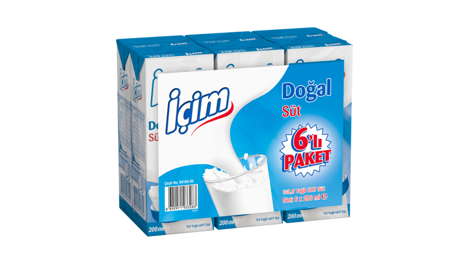 İçim Süt Tam Yağlı 200 Ml 6'lı Paket Koli (4 Adet)