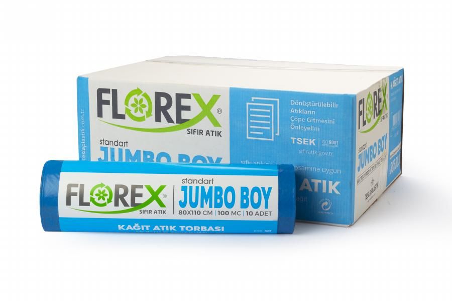 Florex Sıfır Atık (Kağıt Atık) Mavi Çöp Torbası 80*110 800 Gram