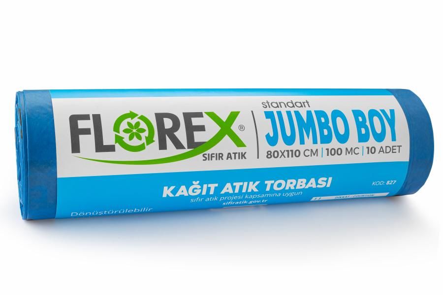 Florex Sıfır Atık (Kağıt Atık) Mavi Çöp Torbası 80*110 800 Gram