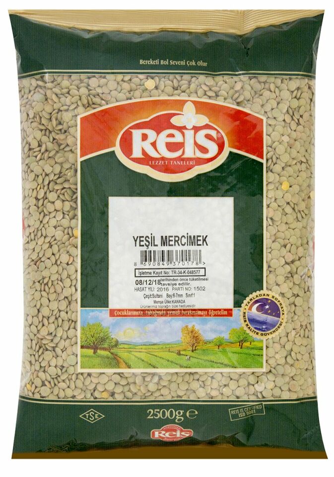 Reis Yeşil Mercimek 2,5 Kg Adet
