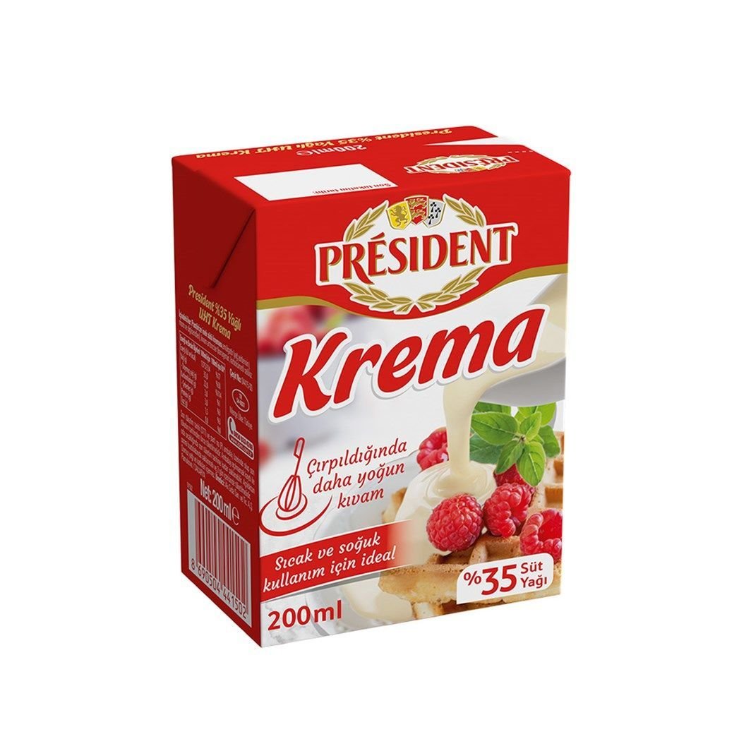 President Sıvı Krema %35 Yağlı Kutu 200 Gr
