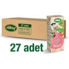 Sütaş Şeker İlavesiz Çilekli Süt 180 Ml x  27 Adet