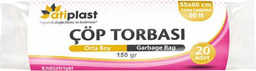 ATİPLAST Endüstriyel Orta Çöp 55 x 60 150 gr. Siyah *20