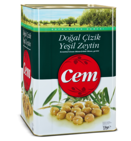 Cem Yeşil Çizik Zeytin 261-290 Teneke 13 Kg