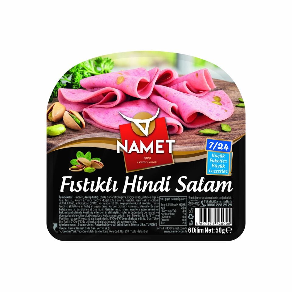 Namet 7/24 Hindi Salam Fıstıklı 50 Gr x 18 Adet