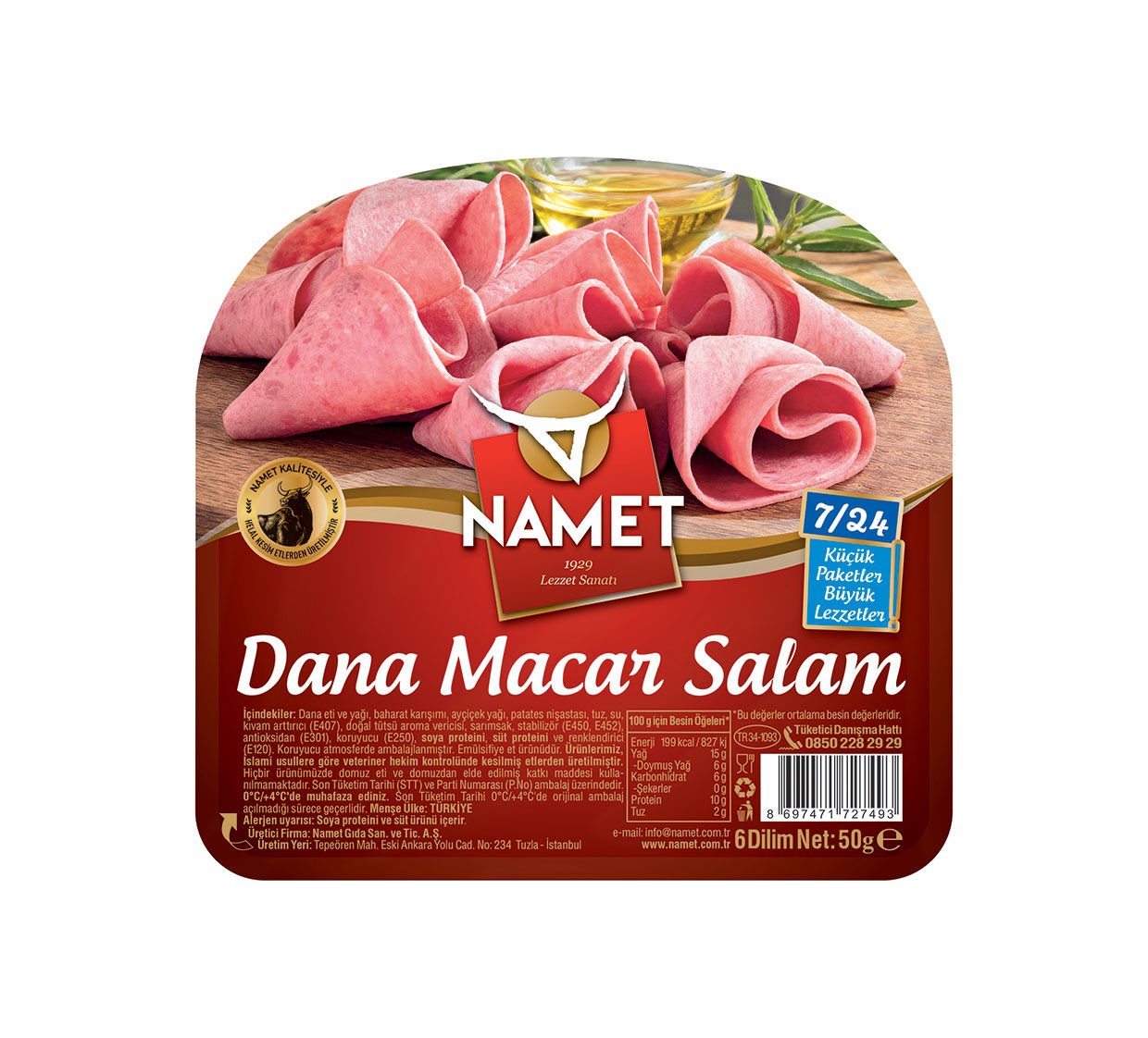 Namet 7/24 Dana Macar Salam 50 Gr x 12 Adet