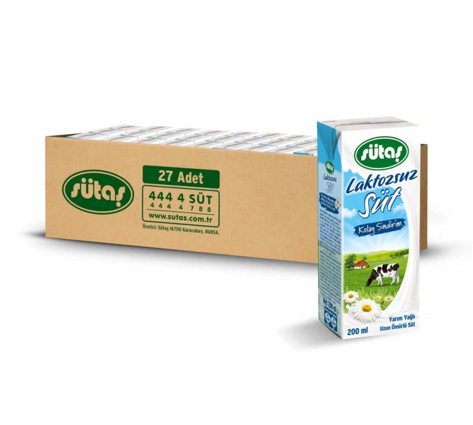 Sütaş Laktozsuz Süt 200 Ml x  27 Adet