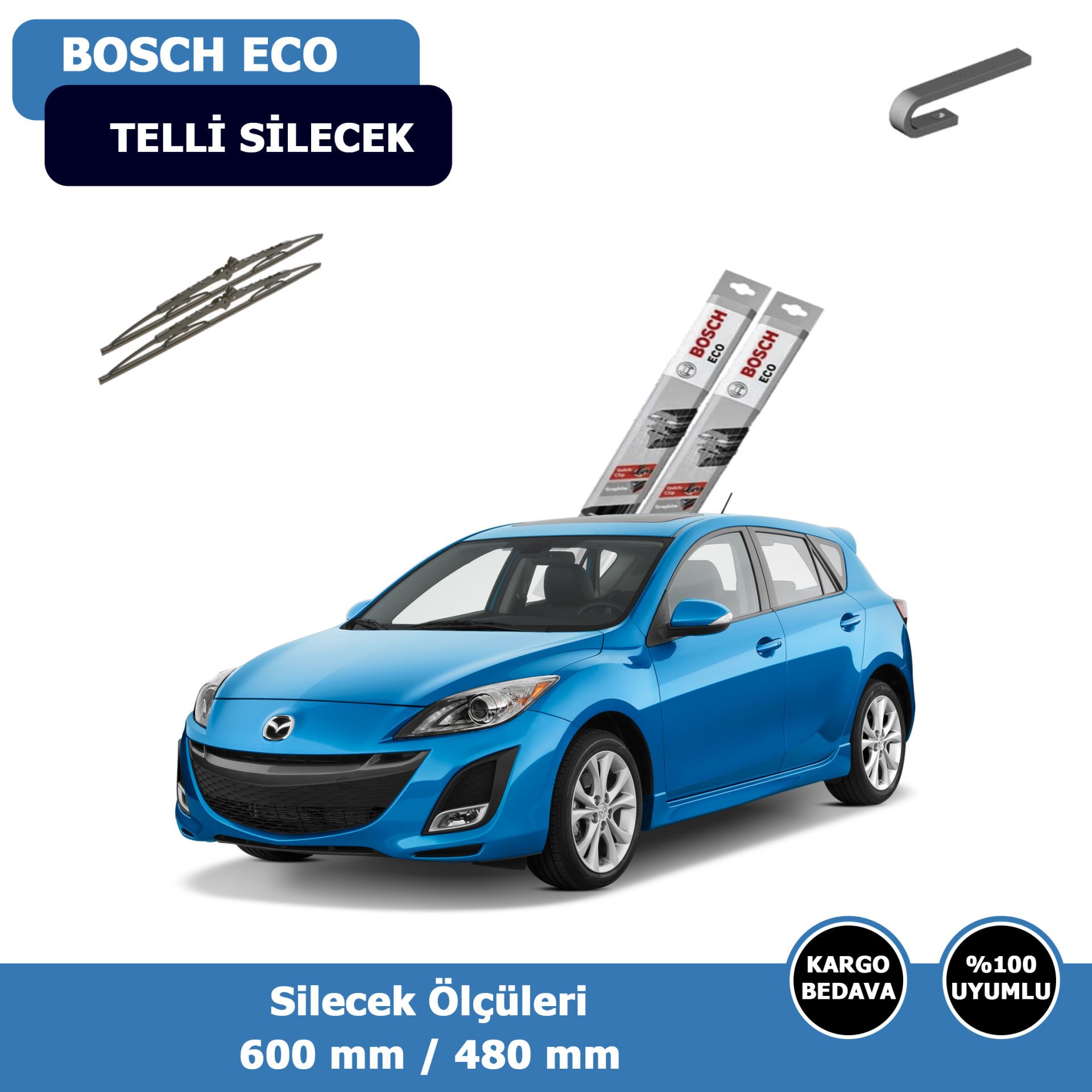 Mazda 3 Hatchback Ön Silecek Süpürgesi (2009-2013)Bosch Eco