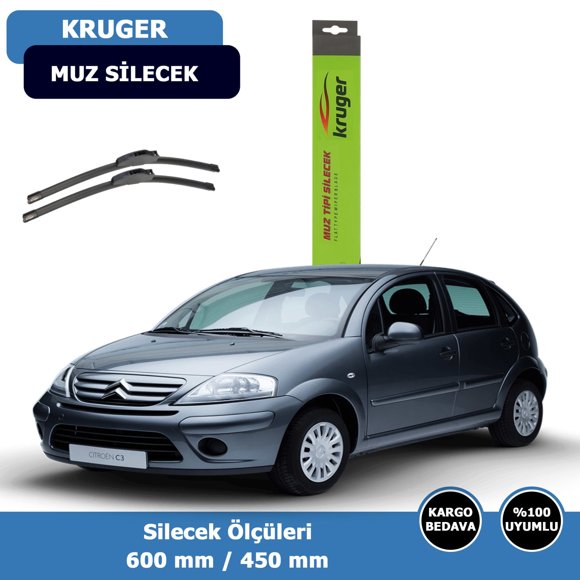 Cıtroen C3(FC)  Ön Silecek Süpürgesi (2002-2009)Kruger