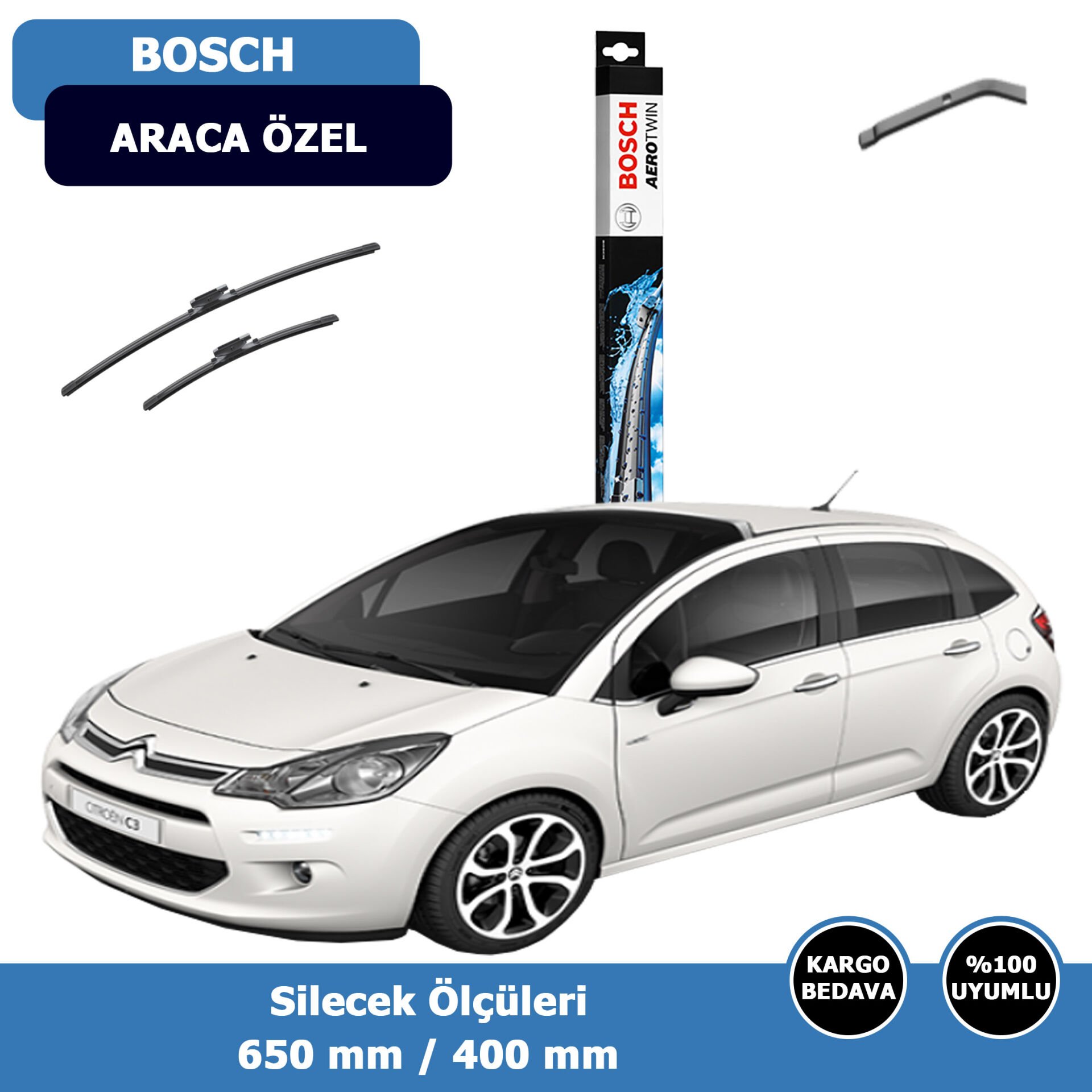 Cıtroen C3(A51)  Ön Silecek Süpürgesi (2010-2015)Bosch