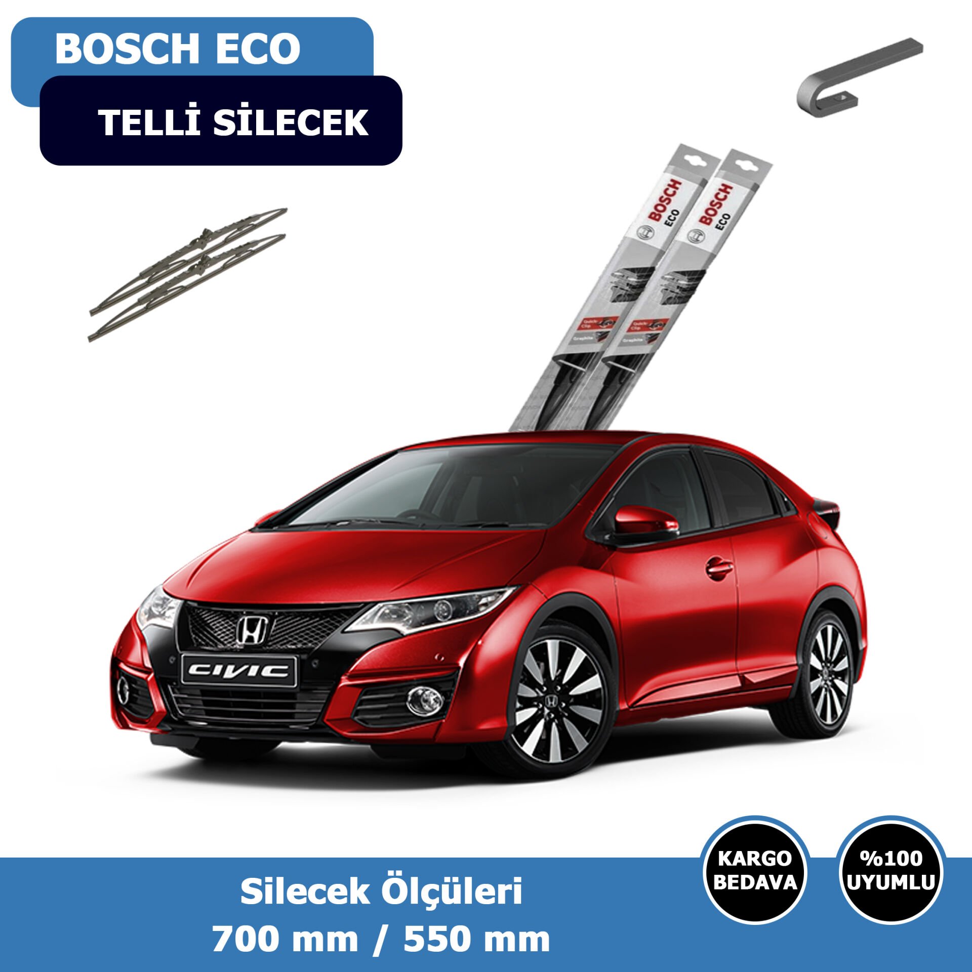 Honda Cıvıc Hatchback Ön Silecek Süpürgesi (2012-2015)Bosch